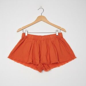 Free People Orange Gauzy Mini Skort with Frayed Hem